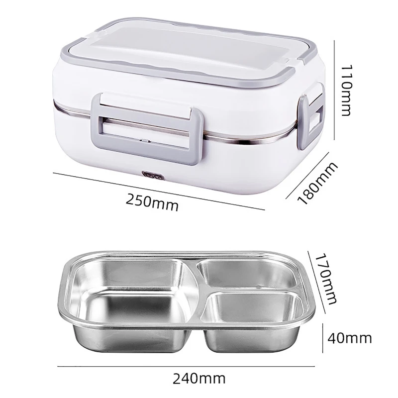 2 in 1 Car Home Electric Lunch Box 220V 12V 24V EU Plug Heating Food Warmer Heater Container Portable Office Travel Set images - 6