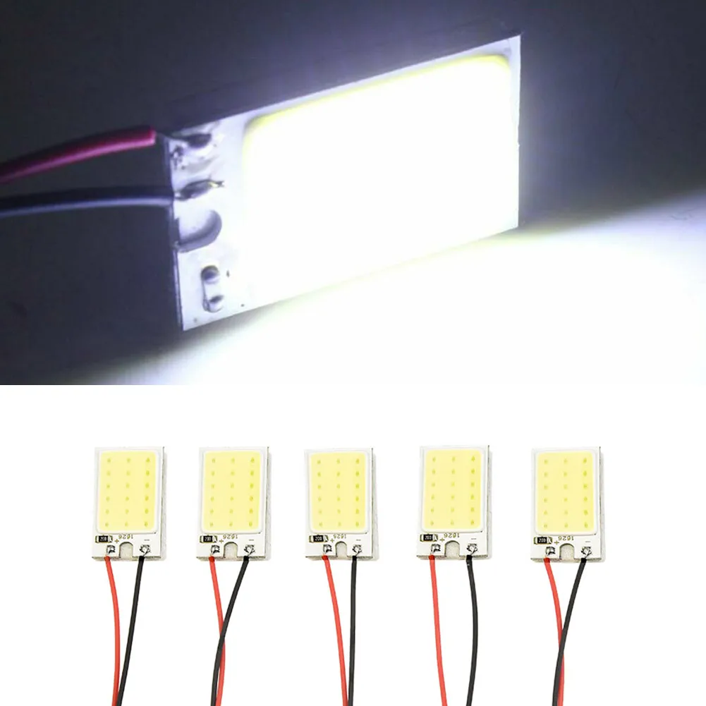 

5pcs White COB 18LED Panels Car Interior Dome Light Bulb T10 Adapter Festoon 12V Lamp 194: 501 147 152 158 159 161 168 184 192