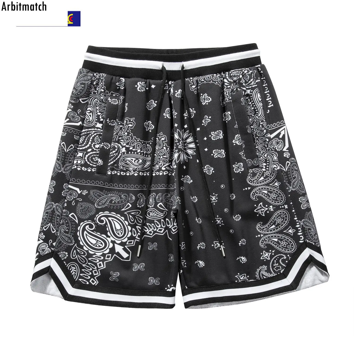 

Arbitmatch 2022 Summer Mens Sport Shorts Loose Men Cashew Print Patchwork Sweat Shorts Men Clothes Joggers Sweatpants Pants