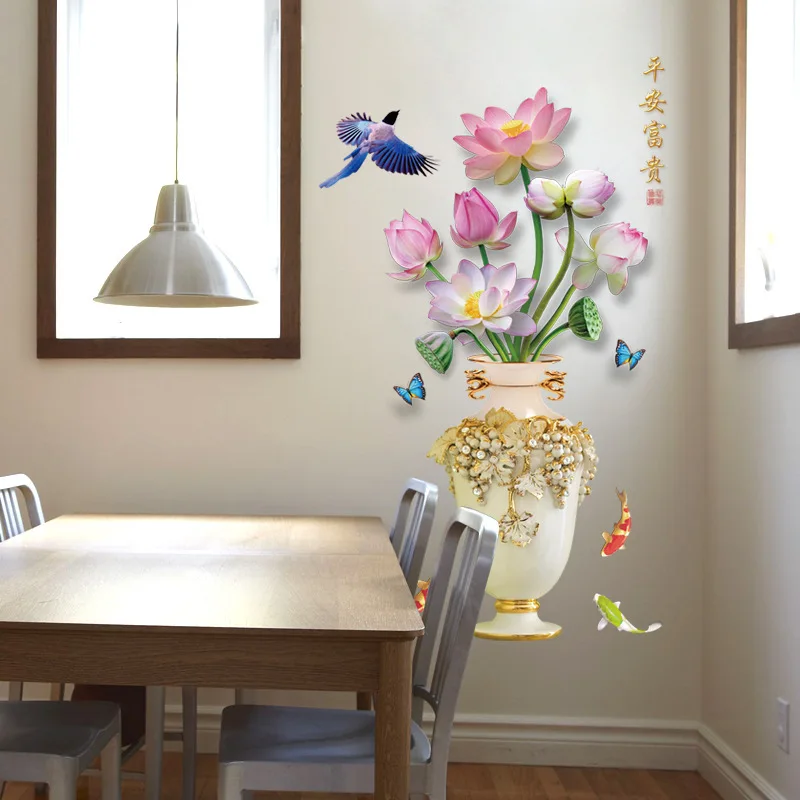 

Elegant Vase Floral Wall Sticker Children's Room Entrance Restaurant Wall Decoration Sticker