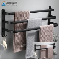 towel bar 30 60 cm multi rod holder bathroom accessories wall rail organizer hook hanger aluminum storage rack matte black shelf