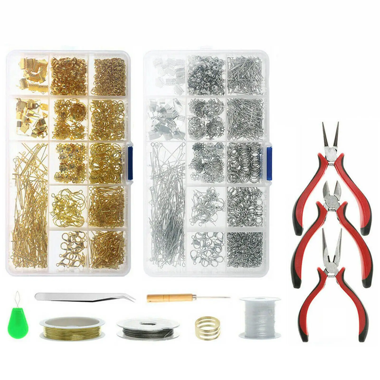 

1010Pcs Jewelry Making Kit DIY Sterling Beading Repair Tools Craft Supplies Jewelry Findings For Bracelet Earring Necklace Ring