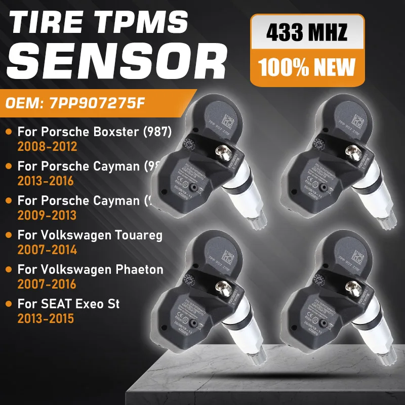Фото Автомобильный TPMS для Volkswagen Touareg 2007-2014 Porsche Cayman 987 981 2009-2016, датчик давления в шинах VW Phaeton Porsche Boxster 987 №1