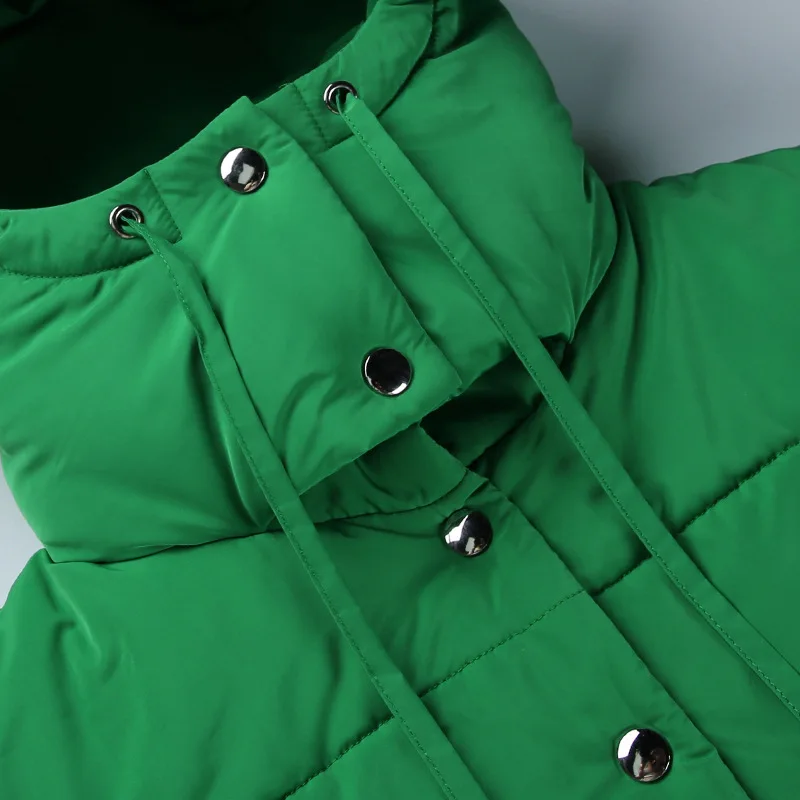 Autumn Winter Quilted Oversized Parkas Coats for Women Fashion Army Green Warm Single Breasted Button Loose Cotton Padded Jacket