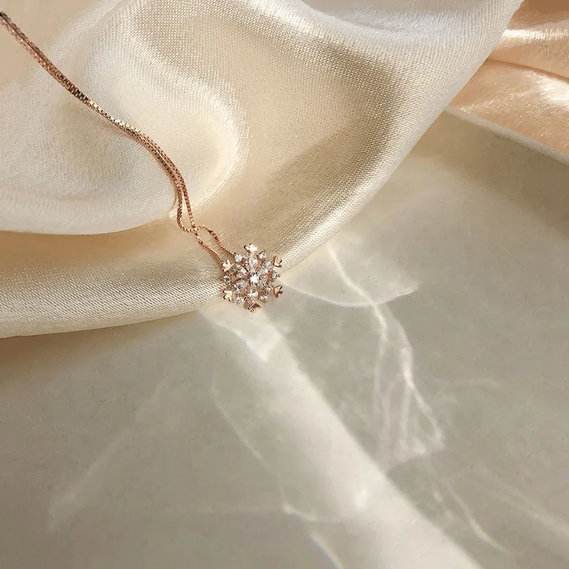 Настоящее ожерелье из стерлингового серебра 925 со снежинкой и ключицей для