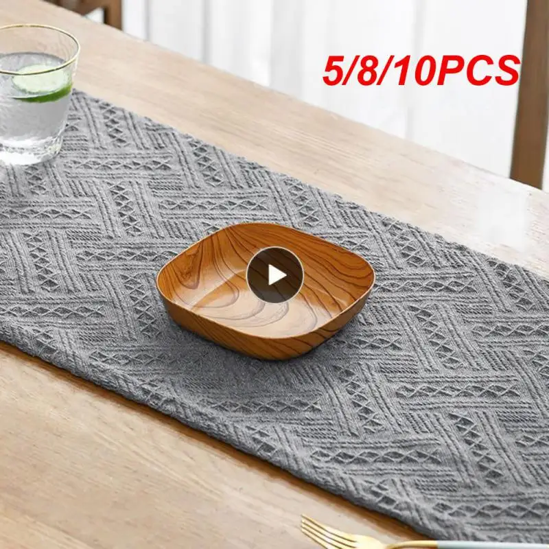 

5/8/10PCS Lightweight And Durable Wooden Bowls Fruit Dessert Cake Snack Candy Square Plate Wood Square & Round Snack Plate