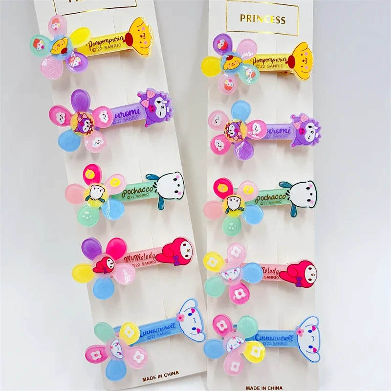 

5 шт., акриловые заколки для волос, Kuromi Cinnamoroll My Melody