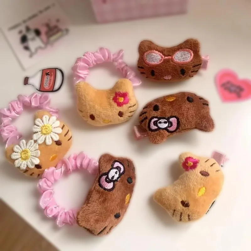 

Sanrios Hairpin Hair Kawali HelloKitty Y2K Hair Rope Accessories Style Anime Birthday Sandy Beach Seaside Gift Toys For Girls