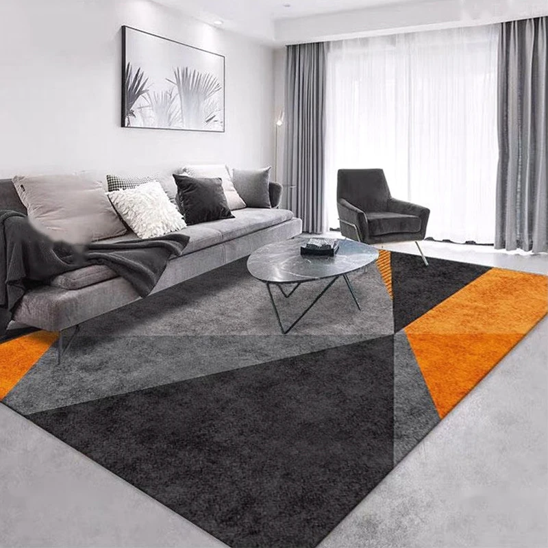 

Modern Nordic Minimalist Geometric Black and gold Stripes Orange Living Room Hall Bedroom Bedside Carpet Floor Mats Custom
