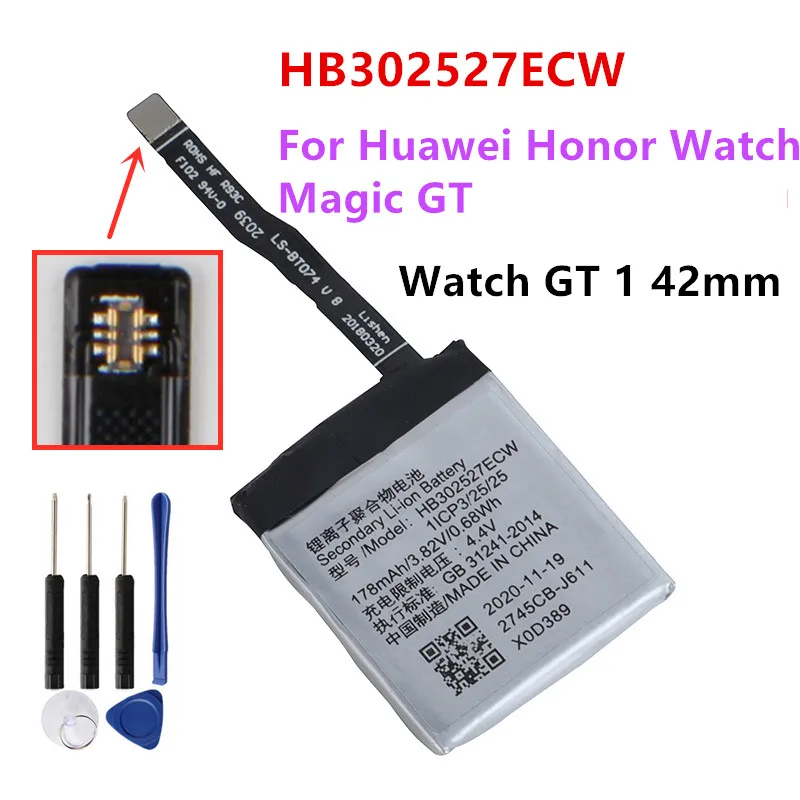 Оригинальный аккумулятор HB302527ECW для Huawei Watch GT1 42 мм Honor Magic GT 178 мАч Замена батареи +