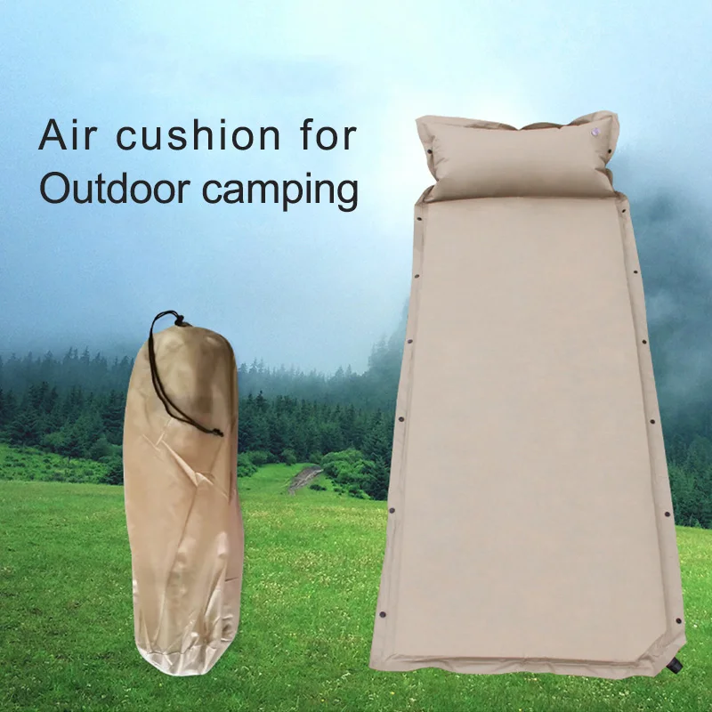 

Outdoor Sleeping Mat Pad Single Automatic Inflatable Portable Khaki Picnic Waterproof Camping Mattress