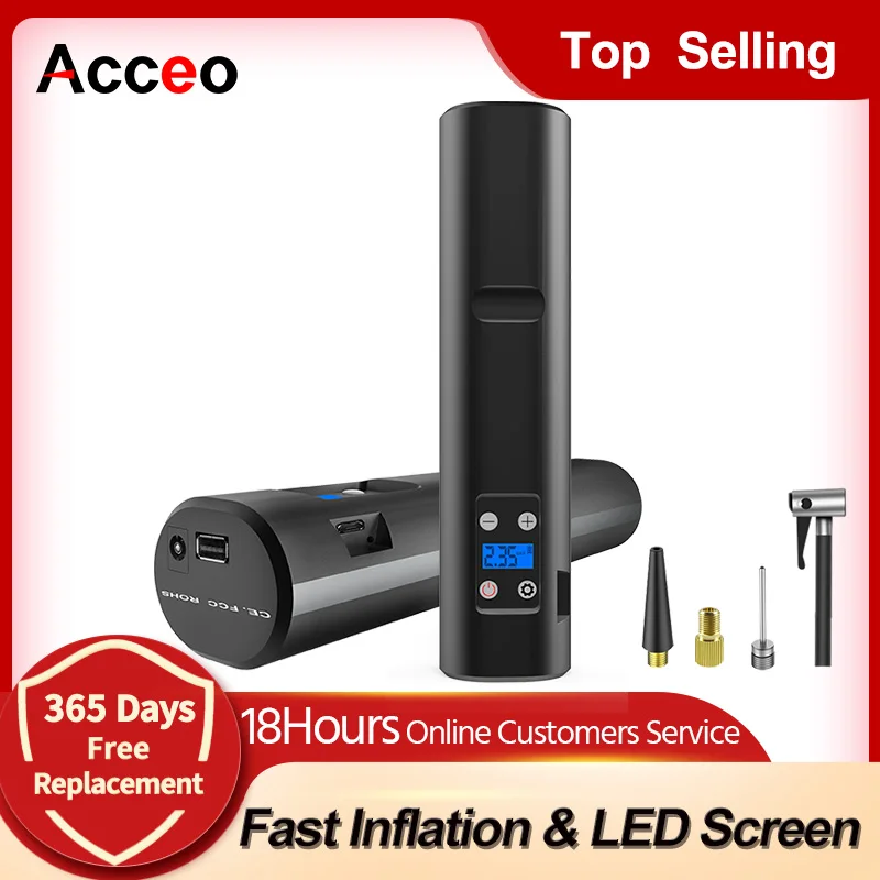 

Светодиодный перезаряжаемый воздушный насос Acceo, фунт/кв. Дюйм, мини портативный компрессор, цифровая фотография, для автомобиля, велосипед...