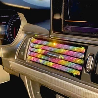 1 pcs bling car interior decoration strips moulding trim air conditioner outlet cystal vent grille chrome interior strip auto