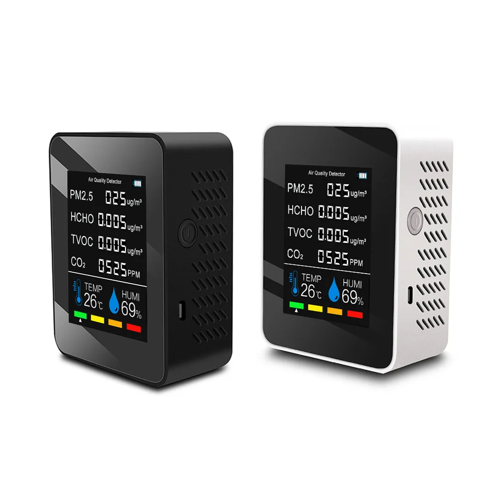 

Air Quality Detector CO2 Tester CO2 Meter Sensor with Carbon Dioxide TVOC HCHO Value Electricity Quantity Temperature Humidity