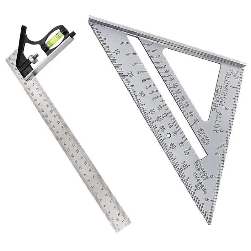 

Adjustable Engineer Ruler -2 Piece 300Mm Adjustable And Measuring Square Ruler Engineer Combination Try Square Set Right Angle R