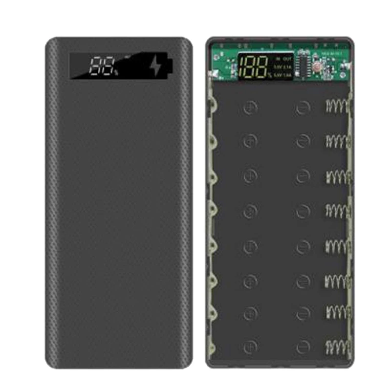 

Внешний аккумулятор 18650 для аккумулятора, внешний аккумулятор для самостоятельной сборки, внешний аккумулятор с ЖК-дисплеем и поддержкой 20000 мАч, ЖК-дисплей для аккумулятора 8X1865 0, черный