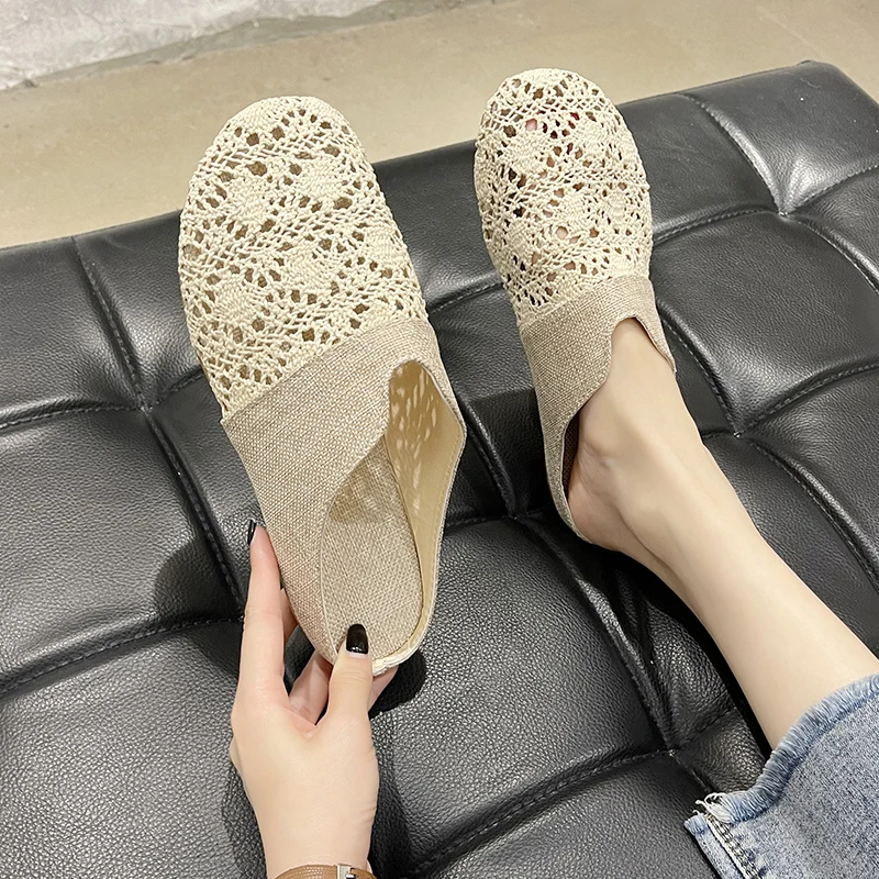 

Шлепанцы женские на плоской подошве, повседневные туфли-лоферы, закрытый носок, слайдеры, низкий каблук, Роскошная мягкая хлопковая ткань, ...