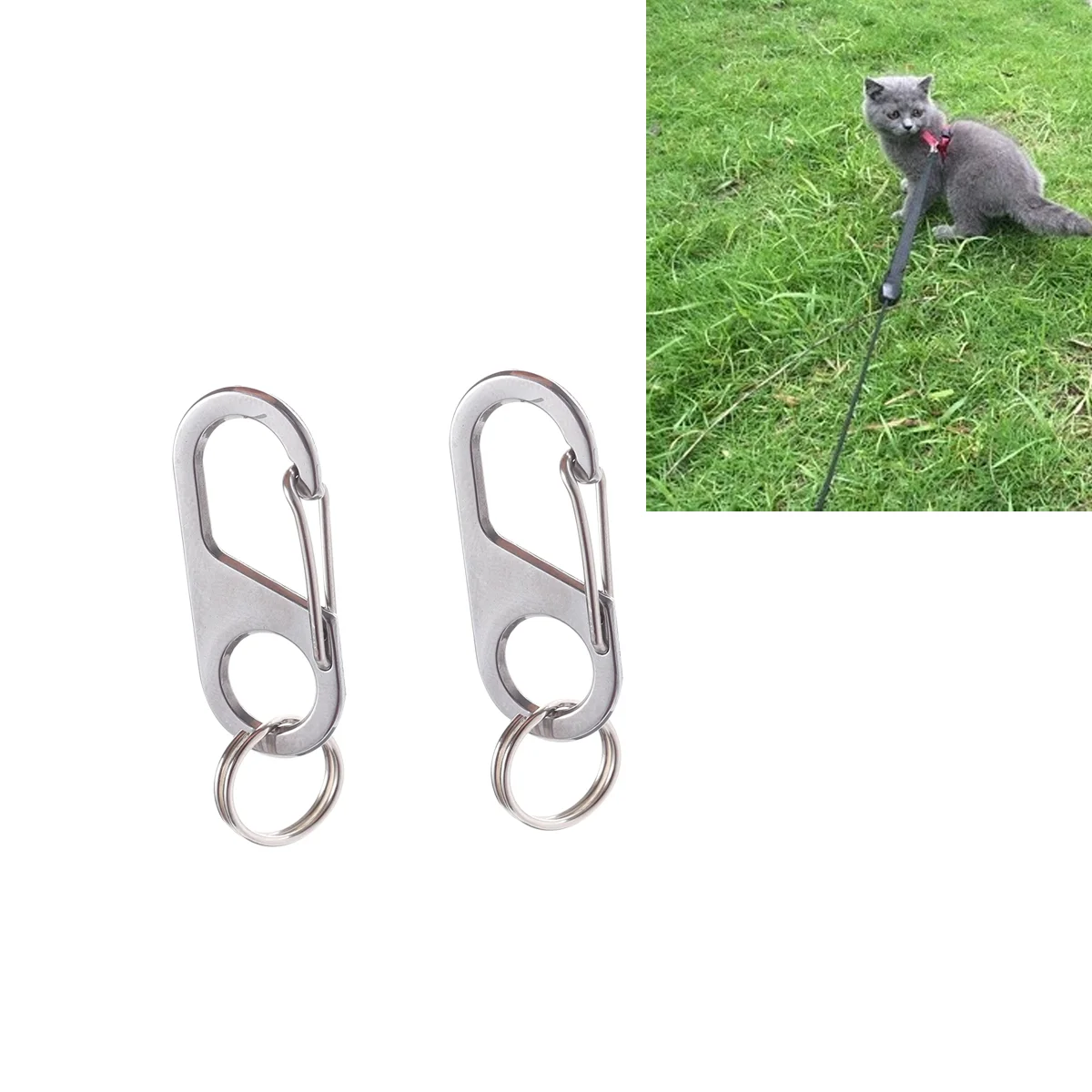 

2 Pcs Dog Tag Holder Tags Personalized Id Stainless Steel Keychain Pet Dogs Engraved Metal Collar Quick Clips