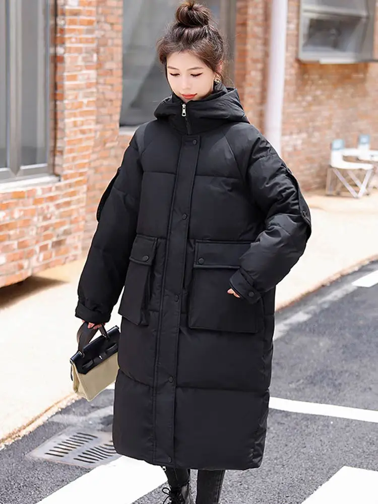 Vielleicht Long Jacket Woman Parkas Fall Winter 2022 Thicken Warm Hooded Coat Oversized Korean Fashion Loose Puffer Outerwear