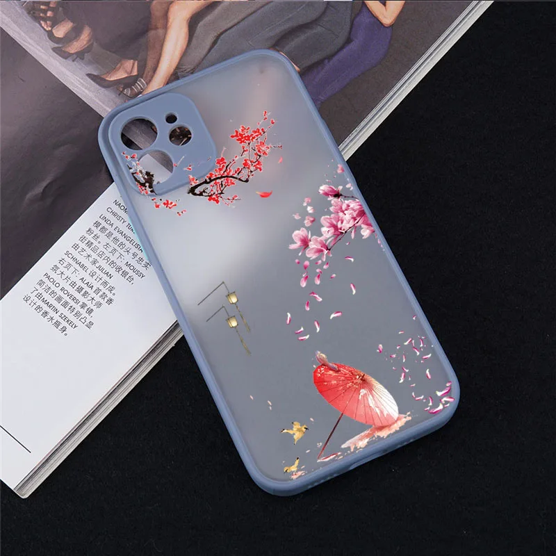 Прозрачный чехол для телефона в китайском стиле с цветами iPhone 11 12 13 XS Pro MAX Mini X XR SE20