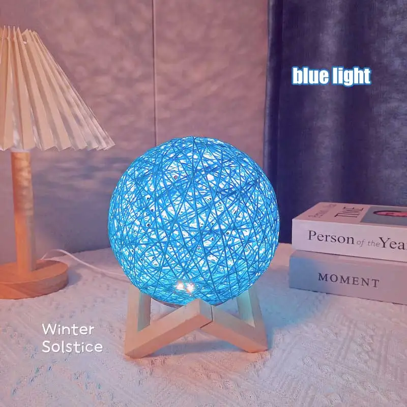 

G Ins Night Light Sepak Takraw Led Night Light Starry Sky Moon Creative Gift Nordic Usb Table Lamp Bedroom Bedside Decoration