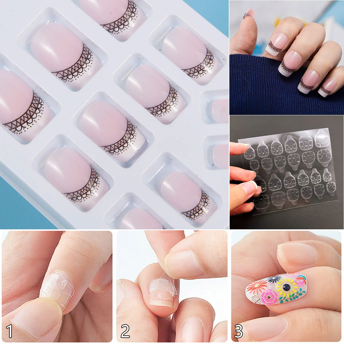 

(Купите 2 коробки или более, чтобы сэкономить на доставке) 24 шт./коробка нажимайте накладные ногти дизайн ногтей Наклейка в комплекте