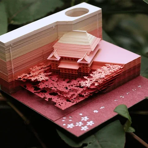 2024 Omoshiroi блок блокнот 3D блокнот мини мечеть модель бумаги резьба искусство клейкая бумага для заметок украшение офиса аксессуары