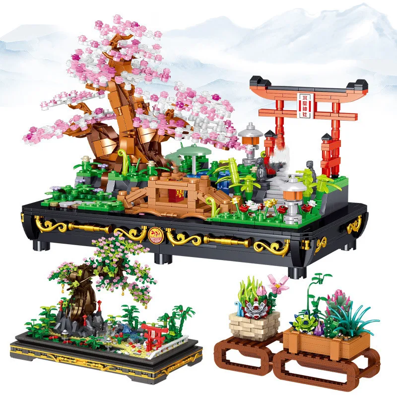 

Building Blocks Toys Mini Plants Pine Cherry Blossom Potted Simulation Model Ornaments Diy Bonsai Children's Educational Toys