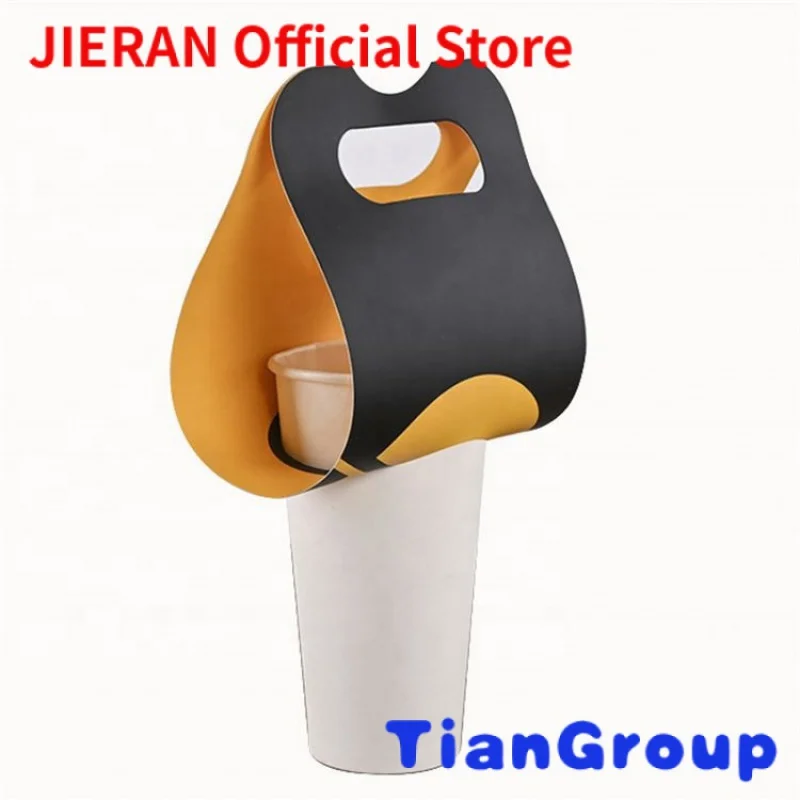 

Easy to Carry Coffee Cup Corrugated Kraft Paper Holder Portable for Single Cup Pack Takeaway Beverage Drink Paper Carrier Tray