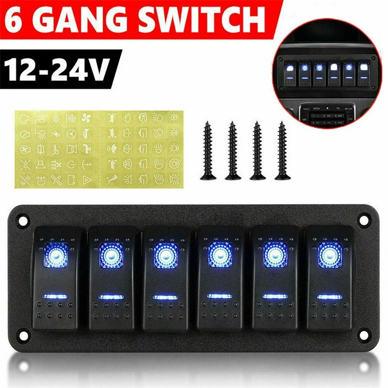 

2 3 4 5 6 Gang Dual LED Marine Boat Rocker Switch Panel for Truck Boat Car Switch Panel Lighter Socket Circuit Breaker