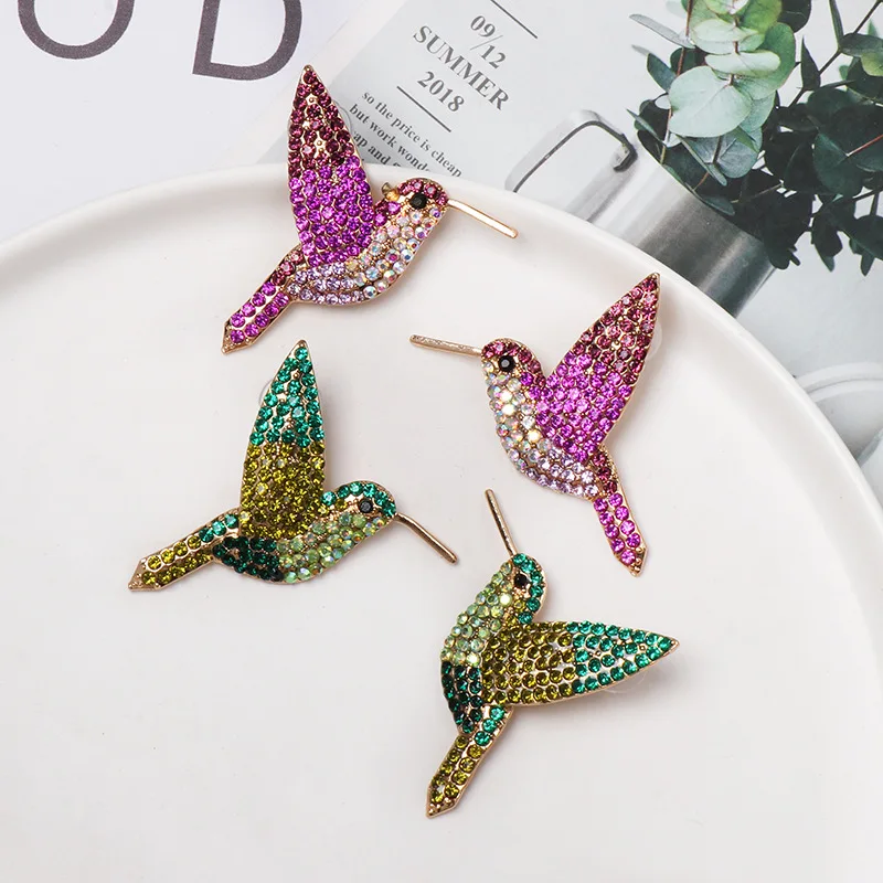 

New Design Fashion Crystal Bird Stud Earrings Simple Statement Animal Earrings Charm Ladies Jewelry Summer Party Jewelry 2022