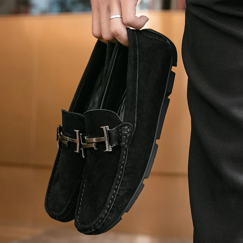 2023 Shoes Women 100% Genuine Leather Women Flat Shoes Casual Loafers Slip On Flats Shoes Moccasins Lady Driving Shoes