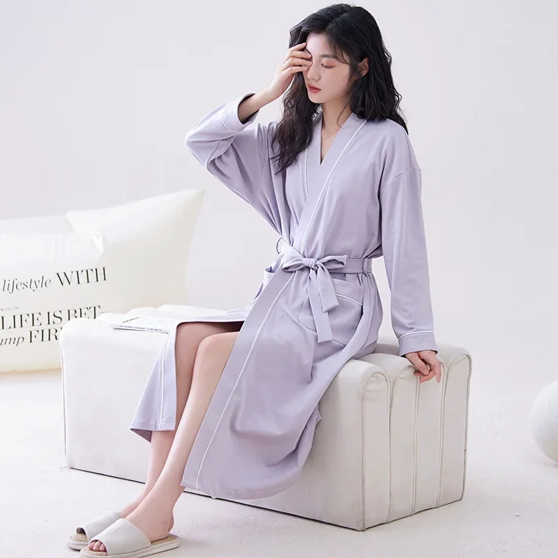 Новинка 2024 весенне-осенний женский халат из чистого хлопка высококачественный