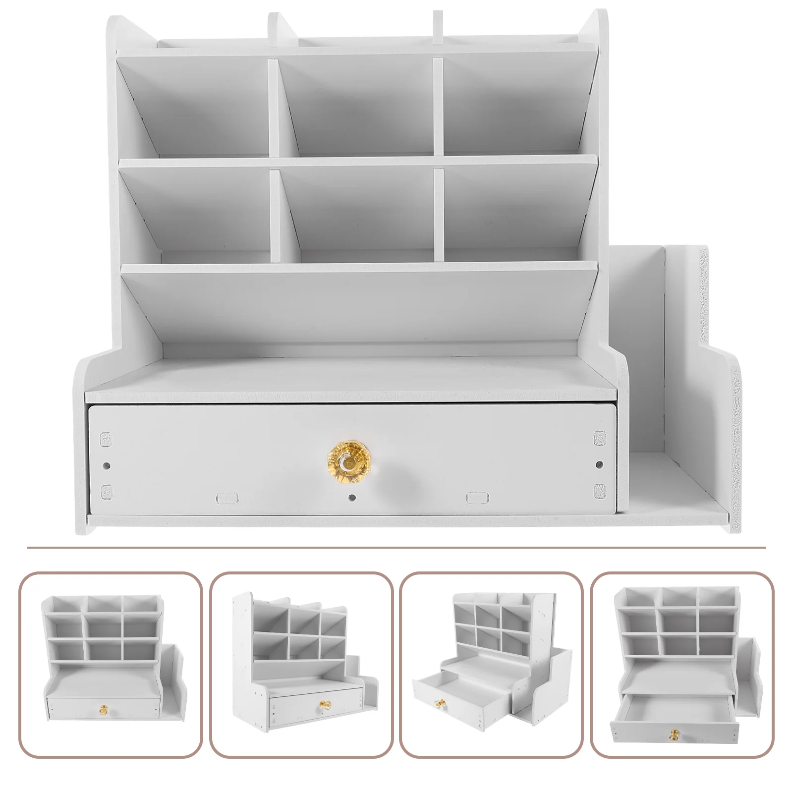 

Desktop Organizer Storage Pen Stationery Rack With Drawer Office Multipurpose Holder Supplies
