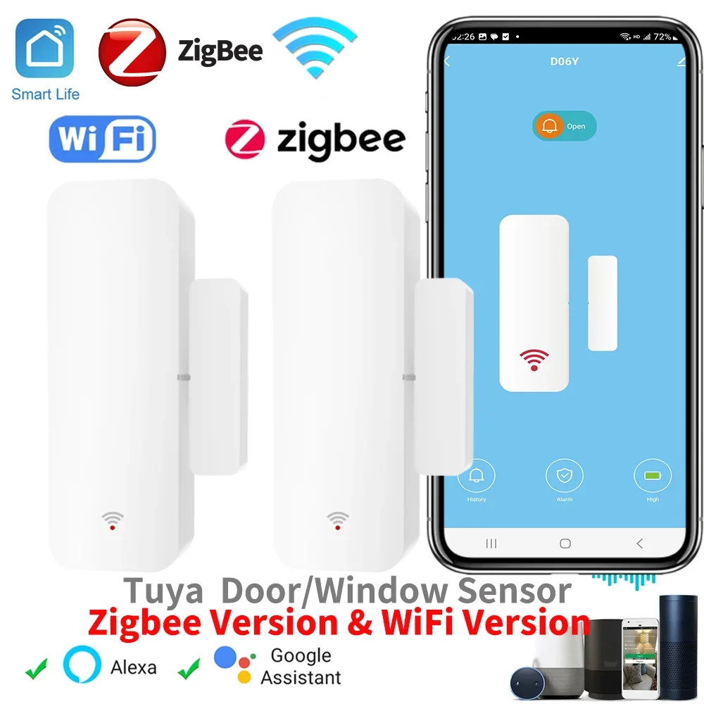 Tuya Zigbee Wi-Fi датчик двери окна контактный для умного дома приложение пульт