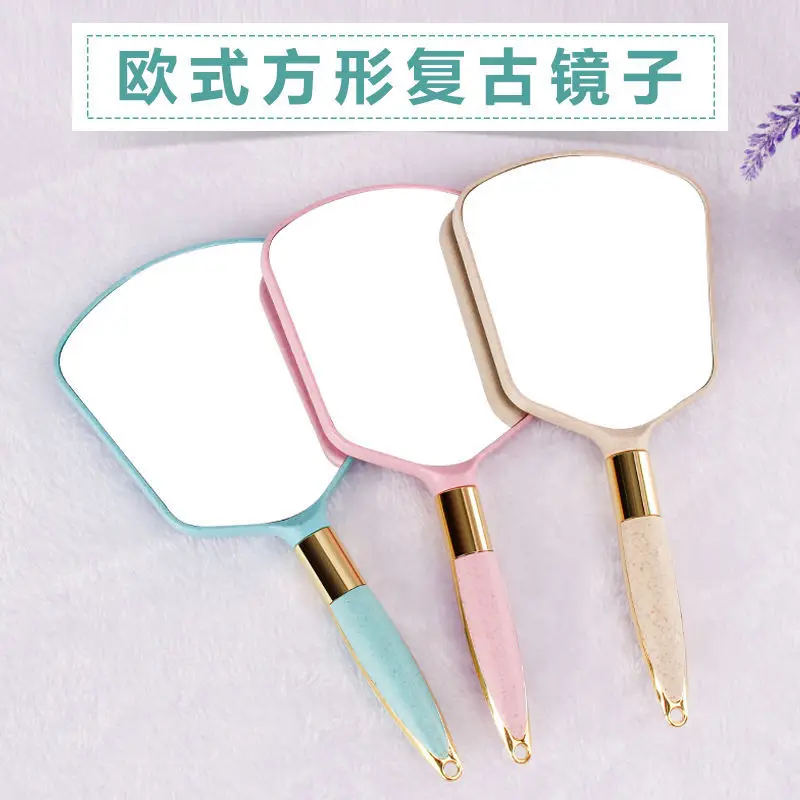 

Mirror European Style Retro Handle Makeup Mirror Handheld Beauty Salon Beauty Mirror Portable Portable Portable Mirror Retro