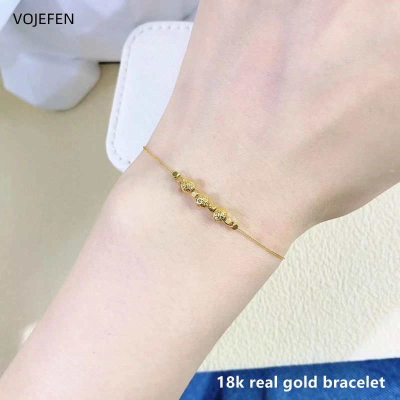 

VOJEFEN 18K Gold Bracelet Jewellery Original AU750 Real Gold Chains Beads Hand Bracelets For Women Fine Jewelry News Trends 2023