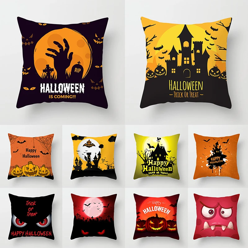 

Halloween Cushion Cover Pumpkin Collection Halloween Themed Pillowcase Ghost Halloween Decor For Home Pillow Cover Party Supply