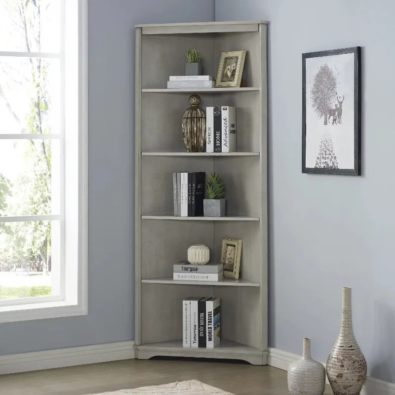 

Furniture of America Denli 5 Corner Bookcase, White