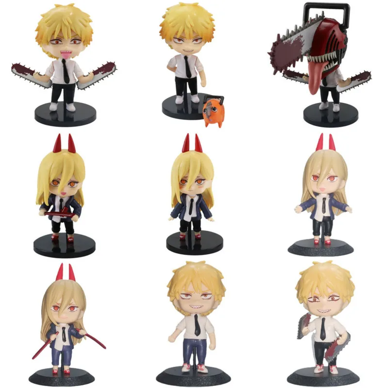 

10pcs/set Chainsaw Man Kawaii Action Figure Pochita Denji Figurine Anime Model Statue Collection Toy Power Figma Car Figures
