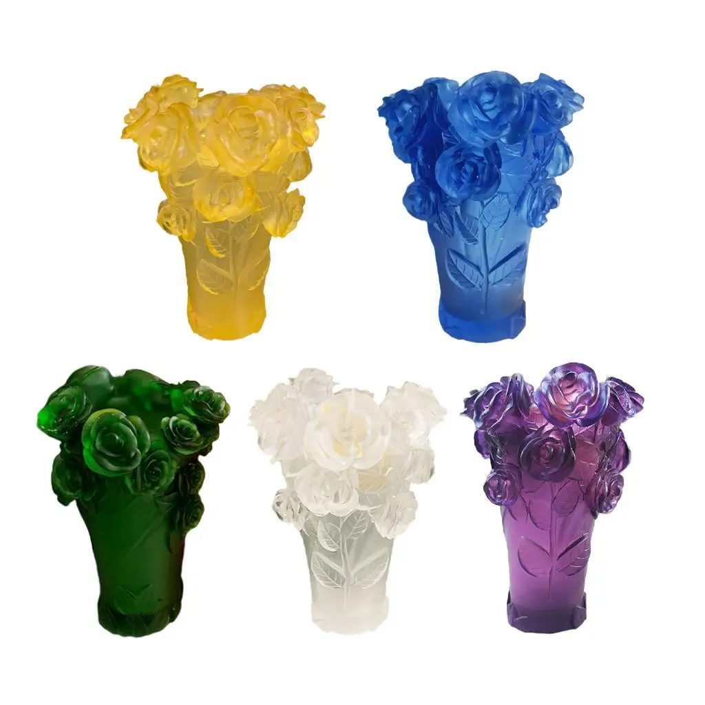 

Crystal Flower Vase Handmade Supplies Decorative Art Decor Ornaments Flower Bottle for Studyroom Home Tabletop Sauna Office