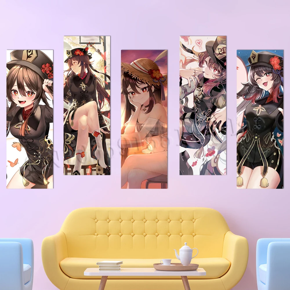 

Обои ПВХ Genshin ударная наклейка принты роспись своими руками роспись настенный плакат картины Hutao Для Гостиной Современный домашний декор