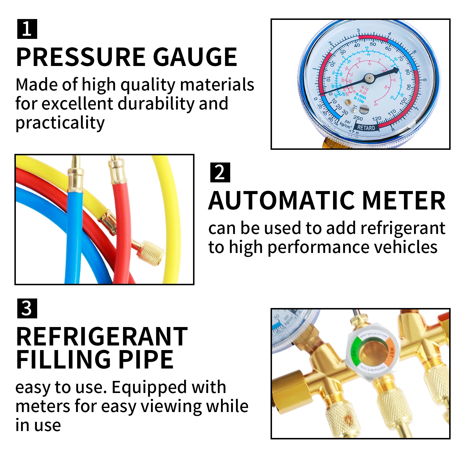 Набор Манометров Кондиционера HVAC Для Охлаждения Трубных Систем Со Шлангами