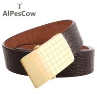casual high quality full grain leather ratchet belts for men 100 alps cowhide waistband male formal designer automatic buckle
