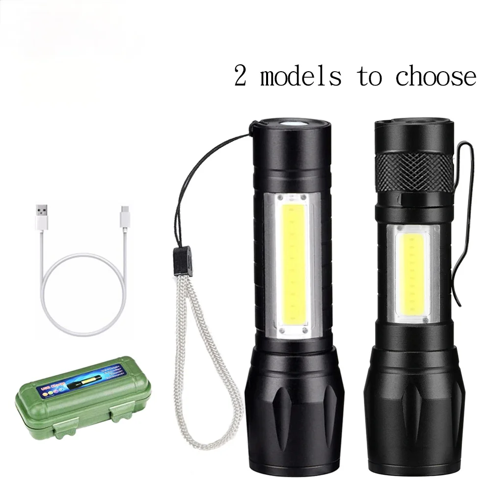 

Portable Spotlight Working Light Rechargeable LED COB Camping Work Inspection Lamp Hand Hook Clip Torch Magnetic Flashlight 1pc