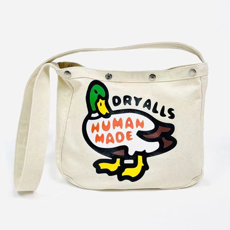 Human Made Bag Vintage Backpacks Canvas Human Made Dog Bag Men Women Cartoon Graphic Snap Button