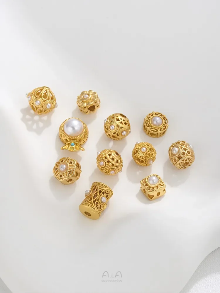 Древний метод матового золота инкрустированный жемчужным кружевом выдолбленный