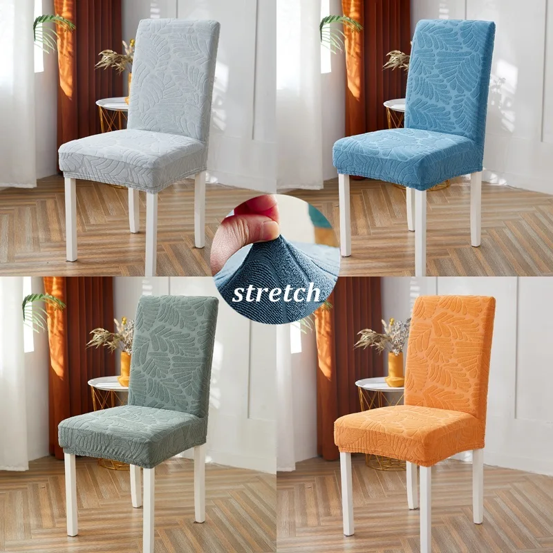 

Jacquard Dining Chair Cover Stretch Spandex Universal High Back Chairs Covers Seat Protector for Home Restaurant Wedding Banquet