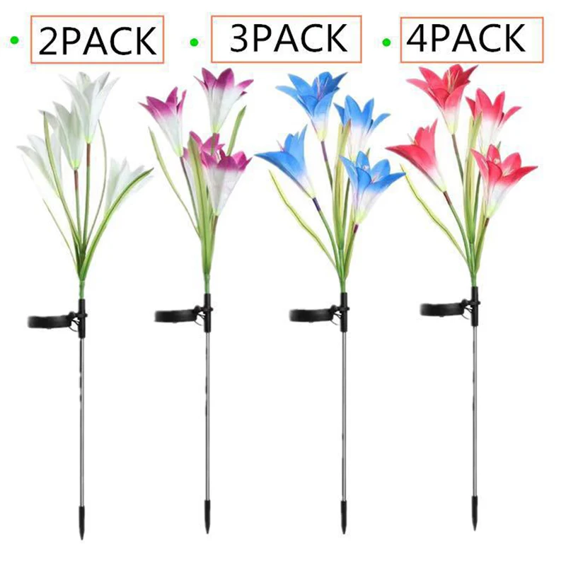 

Solar Light LED Flower Outdoor RGB Color Lily Garden Flower Waterproof Solar Power Yard Lawn Path Wedding Lamp Simulation Flower