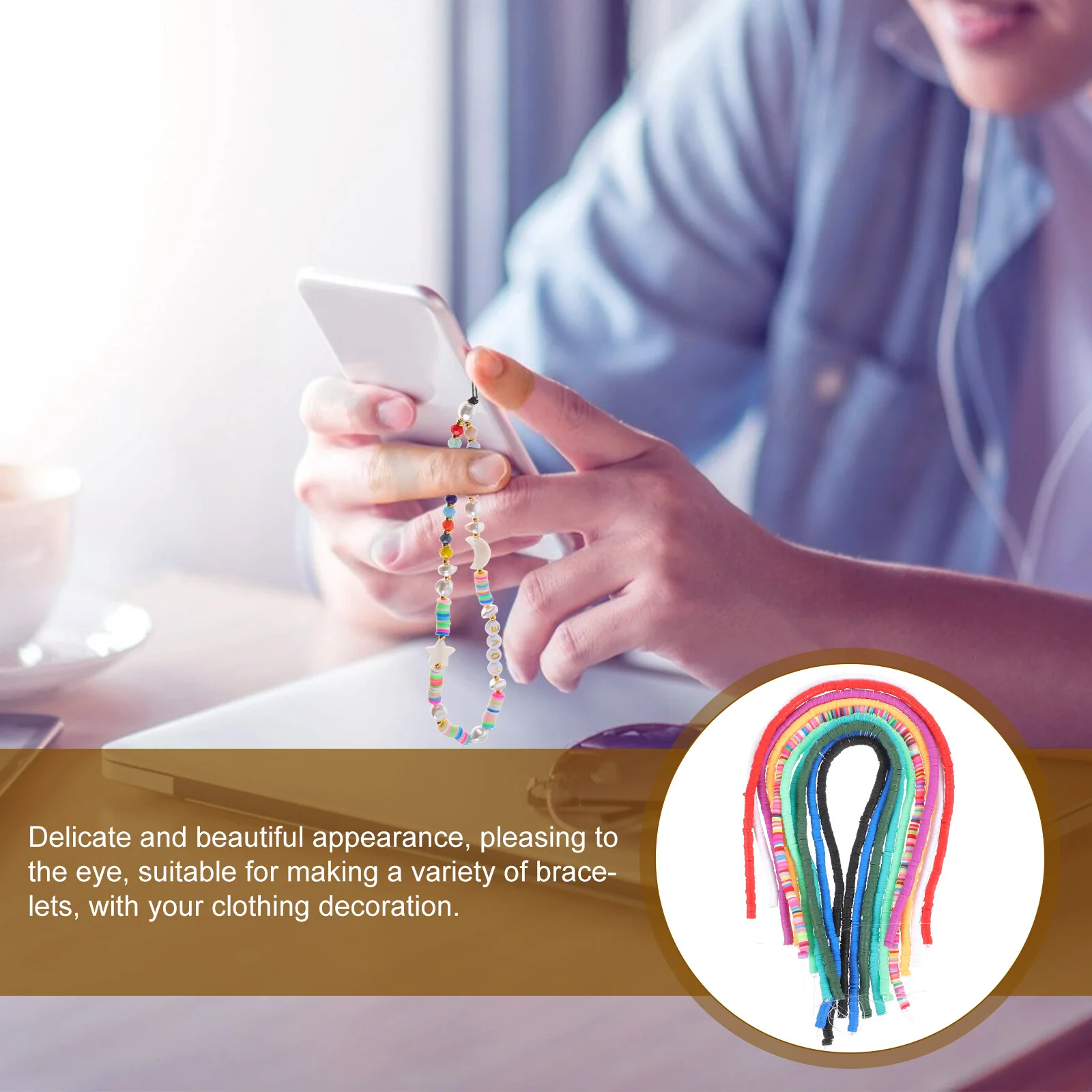 10 Strings Set Clay Beads Strands Jewelry Making Supplies Colorful Bracelets Kit Crafts DIY Metal Loose